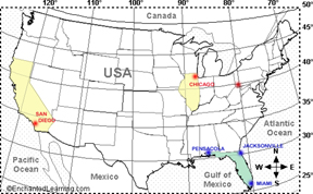 Florida position in USA map
